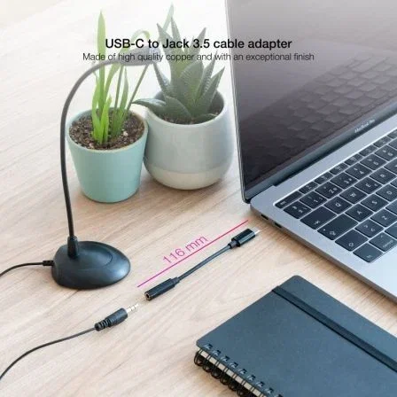 Nanocable Cable Adaptador de Audio USB-C Macho a Jack 3.5 mm Hembra, 11 cm, Negro Nanocable Cable Adaptador de Audio USB-C Macho a Jack 3.5 mm Hembra, 11 cm, Negro